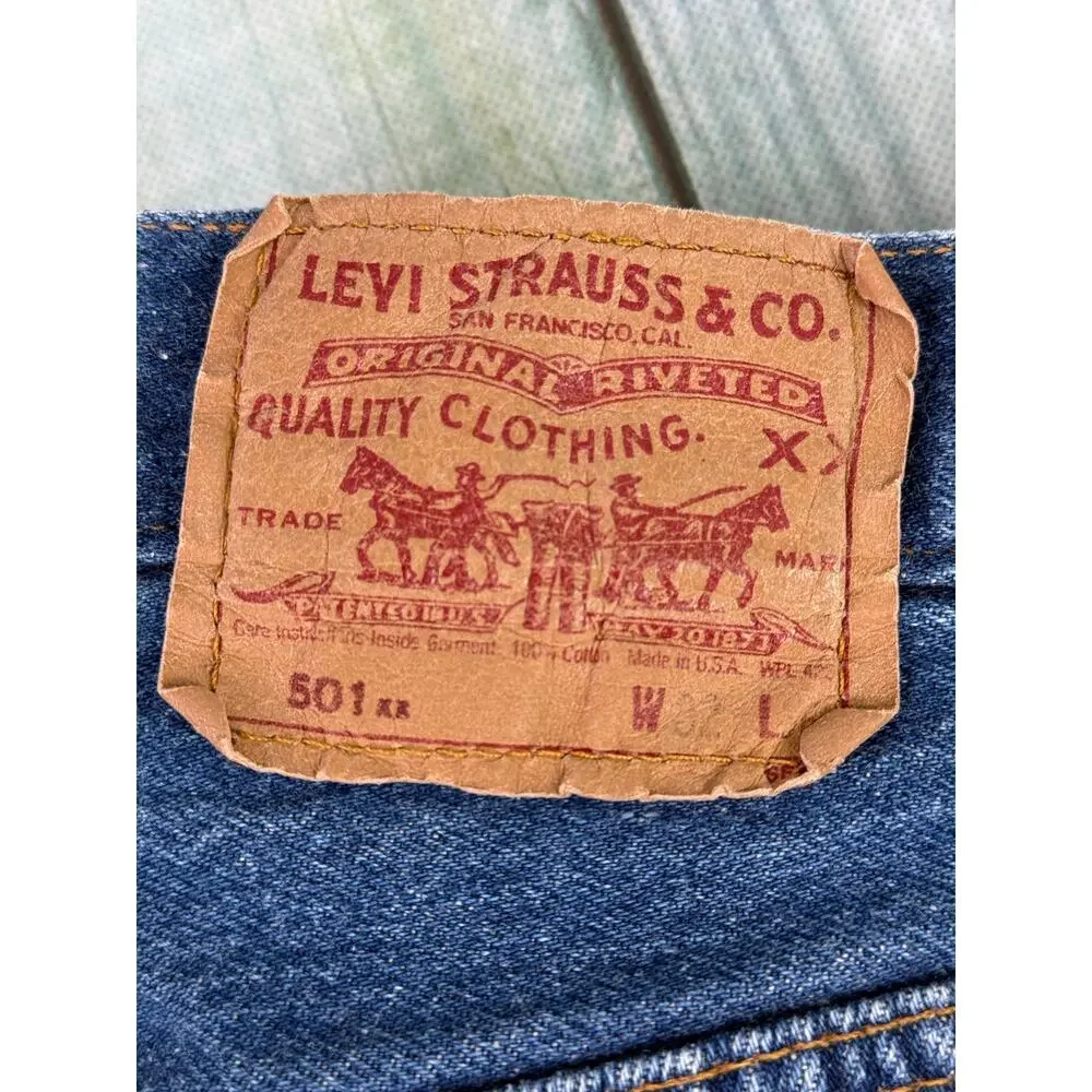 Levi 501XX Denim Jeans 32x36 Button Fly 1980's Made USA 1990's Cotton Fits 30x31